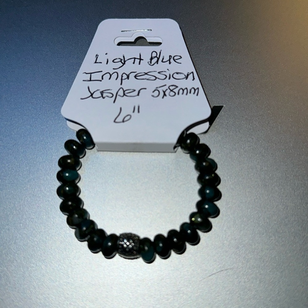 Light Blue Impression Jasper Stretch Bracelet - image 1